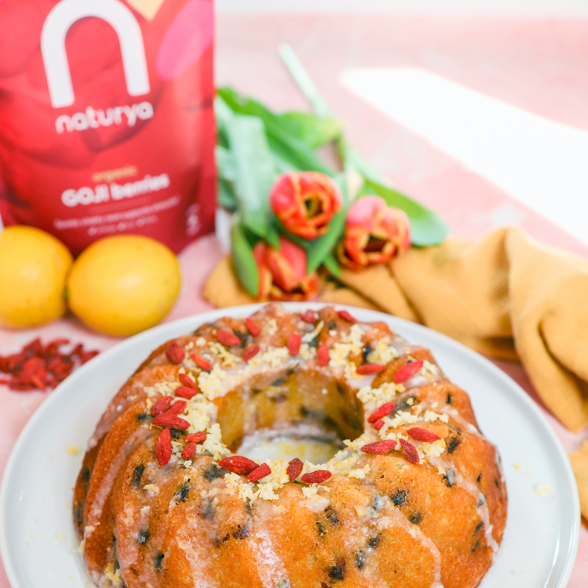 Goji Berry & Lemon Easter Cake in a 22cm Savarin Mould
