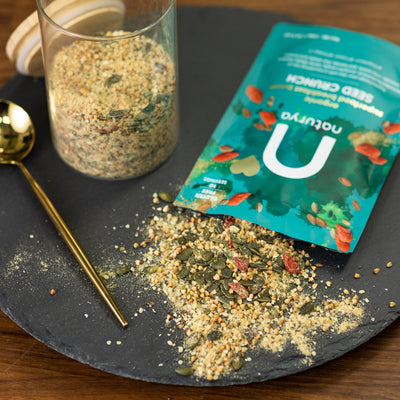 seed crunch breakfast booster sprinkled on plate